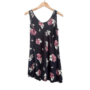 Vtg Sostanza Black Satin Slip Dress Asymmetrical Hem Whimsigoth Luxe Grunge S